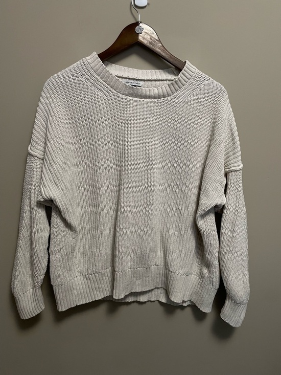 American Eagle Outfitters Sweaters - American Eagle Outfitters Cream Ribbed Oversized Crewneck Sweater Women’s Medium